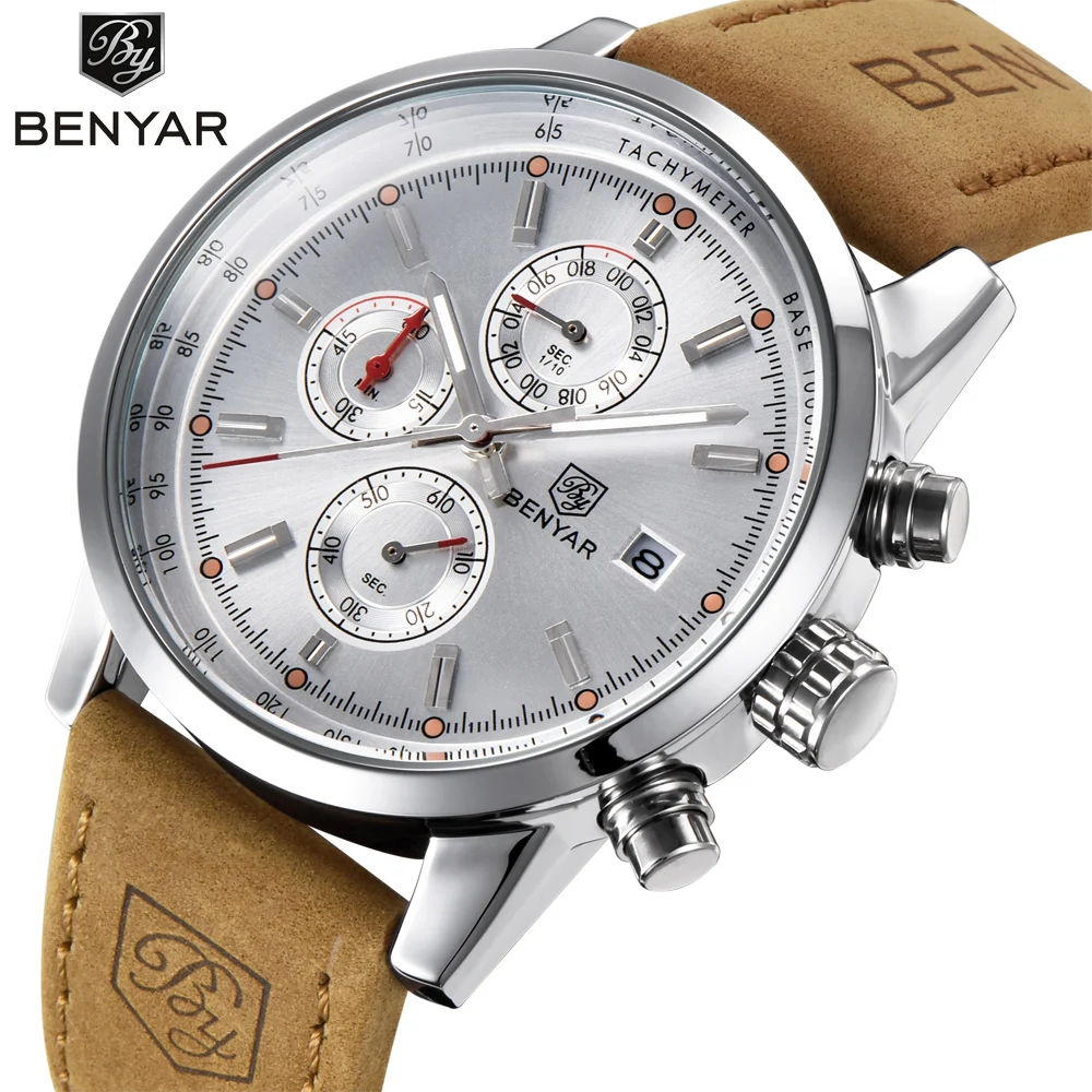 BENYAR Chronograph Sport Mens Watches Top Brand Luxury Quartz Watch