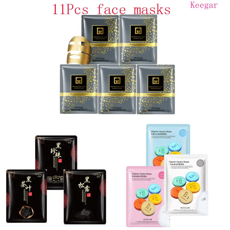 11Pcs mixed 24K Gold mask vitamin pearl detox tea Collagen Face Mask Moisturizing Anti-Aging black Facial Masks korean skin care
11Pcs mixed 24K Gold mask vitamin pearl detox tea Collagen Face Mask Moisturizing Anti-Aging black Facial Masks korean skin care