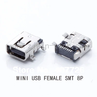 50 шт. мини USB 2,0 8-контактный разъем 4 фута SMT Micro USB разъем для мобильного телефона ноутбука аудио