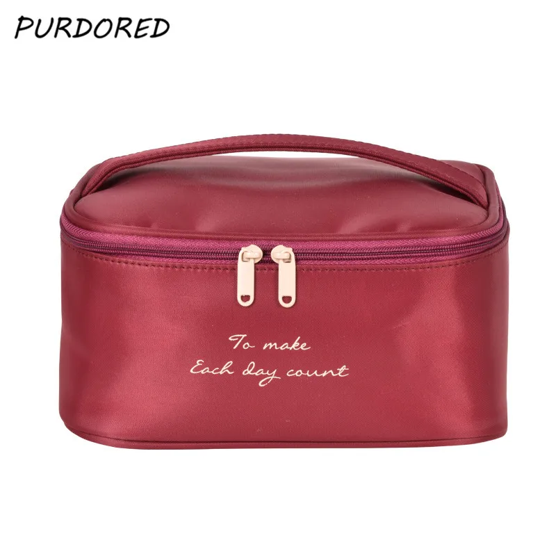 

PURDORED 1 pc Solid Color Cosmetic Bag Large Capacity Women Makeup Bag Neceser Travel Bag Kits Toiletry Bag Dropshipping