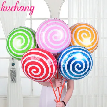 

6pcs 18" Colorful lollipop balloons Sweet Candy Foil Balloons Spiral Mylar Balloons for Party Decoration.