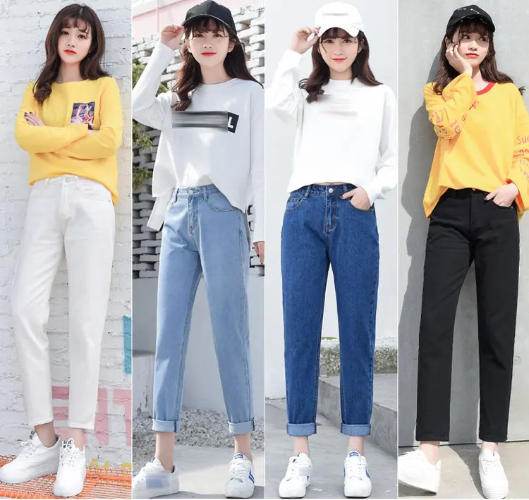 

Dunayskiy Jeans Mujer Plus Size High Waist Denim Jeans Woman Loose Boyfriend Washed Jeans Pants Trousers Korean Style Clothes