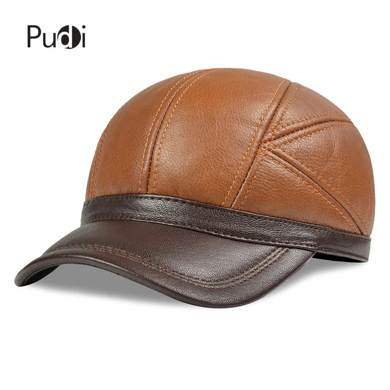 

HL186 Genuine Leather Adjustable Solid Deluxe Baseball Ball Cap brand new old men's trucker hunting sport hats/caps