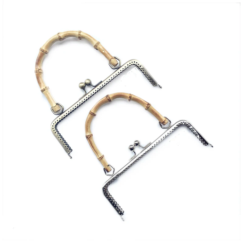 

HAOFA 20cm Iron Alloy Kiss Clasp Lock Purse Frame Rectangle Antique Bronze Bamboo Handle Accessories for Bags Clutch Frame