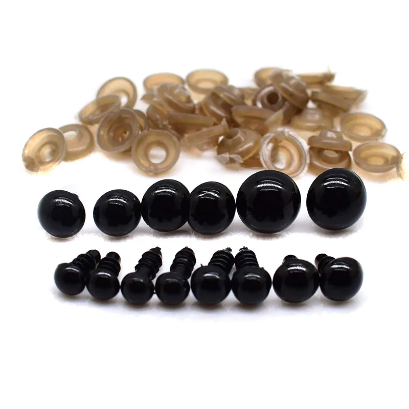 100pcs 5-16mm Black Plastic Safety Eyes for Bear Doll Puppet Plush Animal Toy