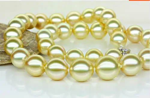 

Hot selling free shipping******Top quality 10-11mm south seas gold pearl necklace 17inch silver clasp
