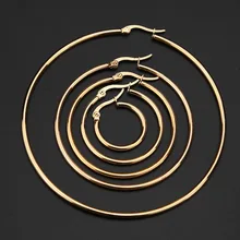 Позолоченные серьги-кольца из нержавеющей стали для женщин и девушек