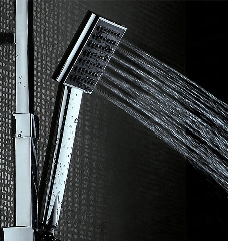 

Quality Chrome Finished Square G1/2" ABS Water Saving Shower Handheld For Bathroom