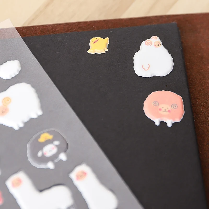 1 шт. корейский стиль Kawaii 3D мультфильм овечка Альпака ПВХ дневник Пузырьковые наклейки декоративные для тетрадь, альбомы бумага для карт