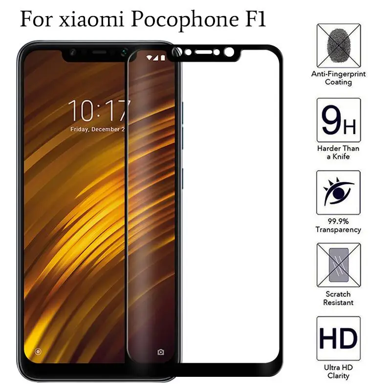 Закаленное стекло с полным покрытием для Xiaomi Pocophone F1 Защитное экрана xiomi poko f1 Xiami
