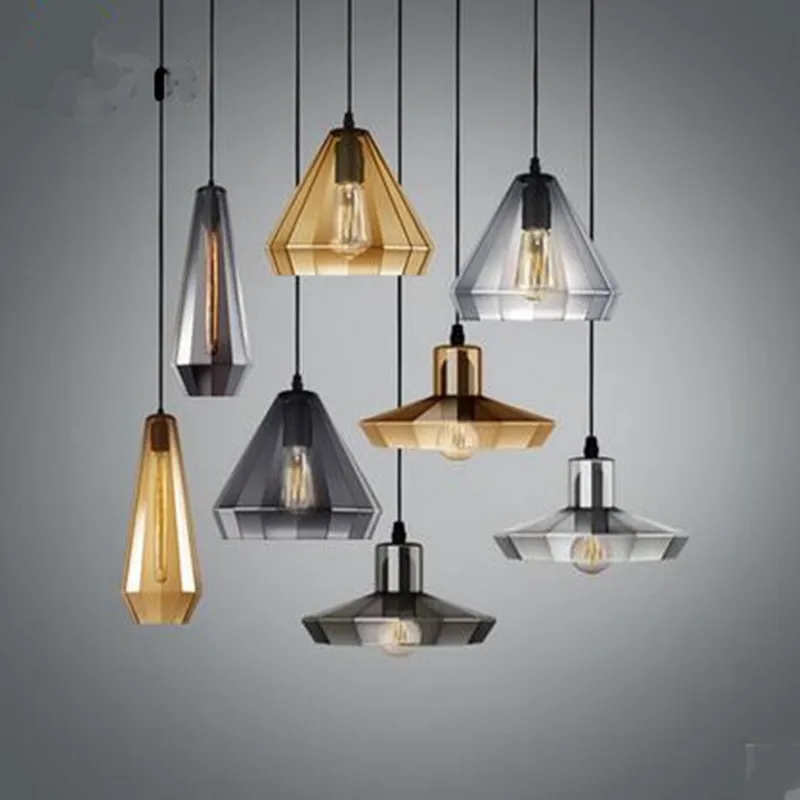 

Creative Vintage Handmade 3 Colors Plated Crystal Glass Led E27 Pendant Light for Dining Room Restaurant Living Room Lamps 1446