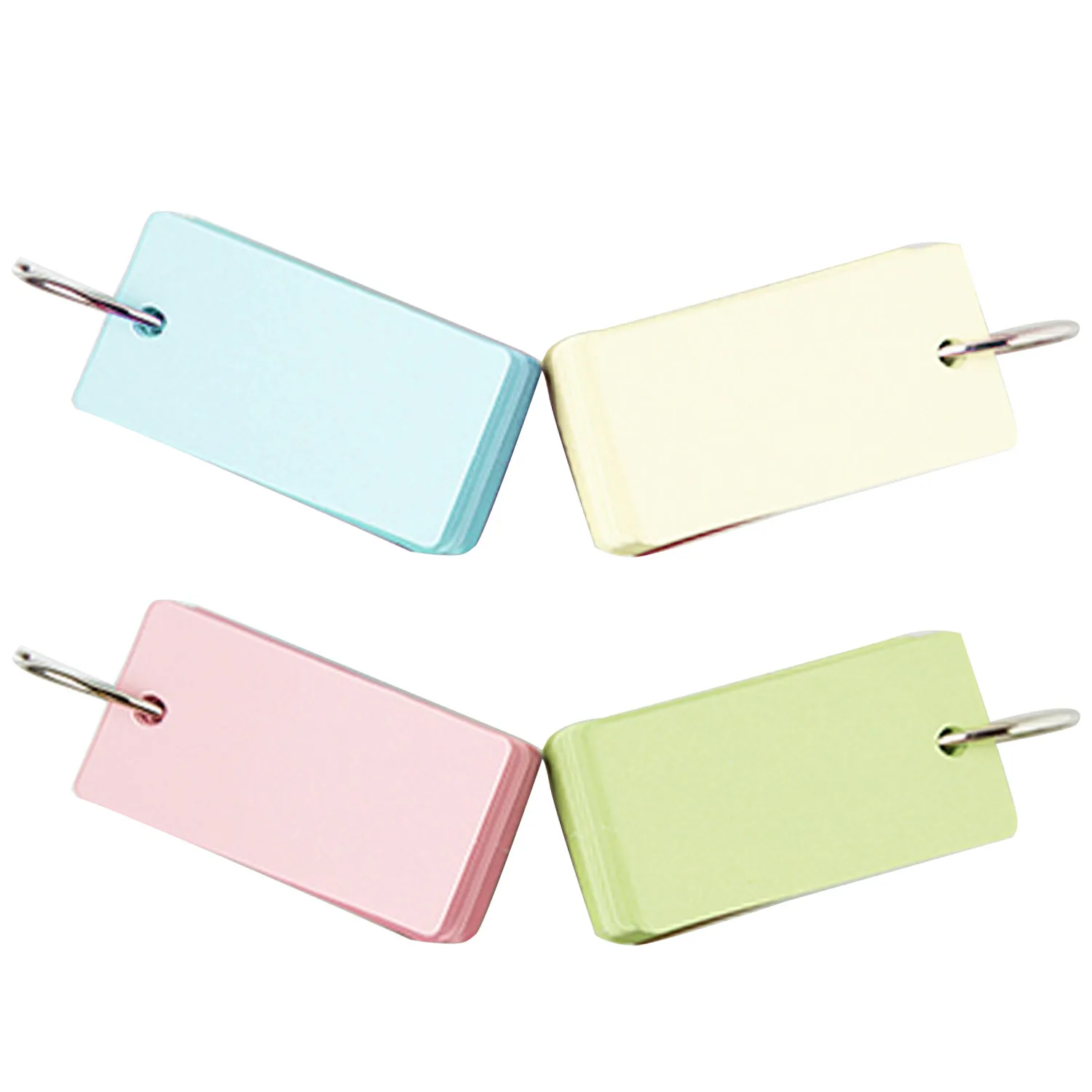 4 PCS Binder Ring Easy Flip Flash Cards Note Study Cards Book for Index Memo Scratch Pink Yellow