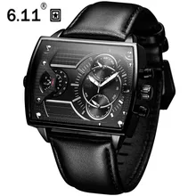 DUANTAI 6,11 мужские часы Топ люксовый бренд водонепроницаемые спортивные наручные часы с хронографом кварцевые военные часы из натуральной кожи