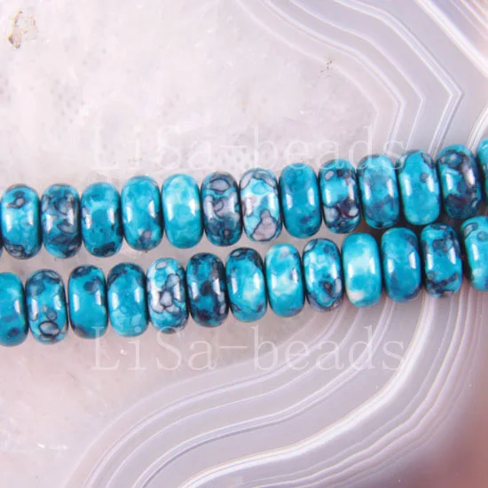 

Fashion Jewelry 5x10MM Blue Sea Jaspe Abacus Loose Beads Strand 15.5" A593