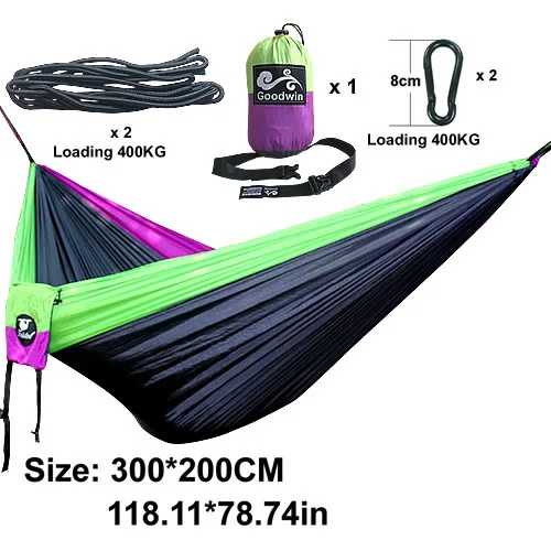 Гамак зеленый наружная мебель сетка нейлон гамак-парашют гамак двойной гамак Hammack 260 см 260*140 300 см 300*200 см - Цвет: 300 Black 3 Color