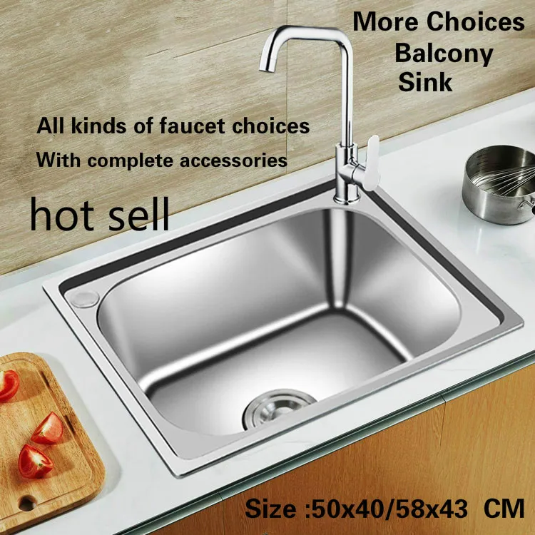 

Free shipping Household mini balcony Kitchen sink Small durable 0.8 mm 304 stainless steel hot sell 500x400/580x430 MM