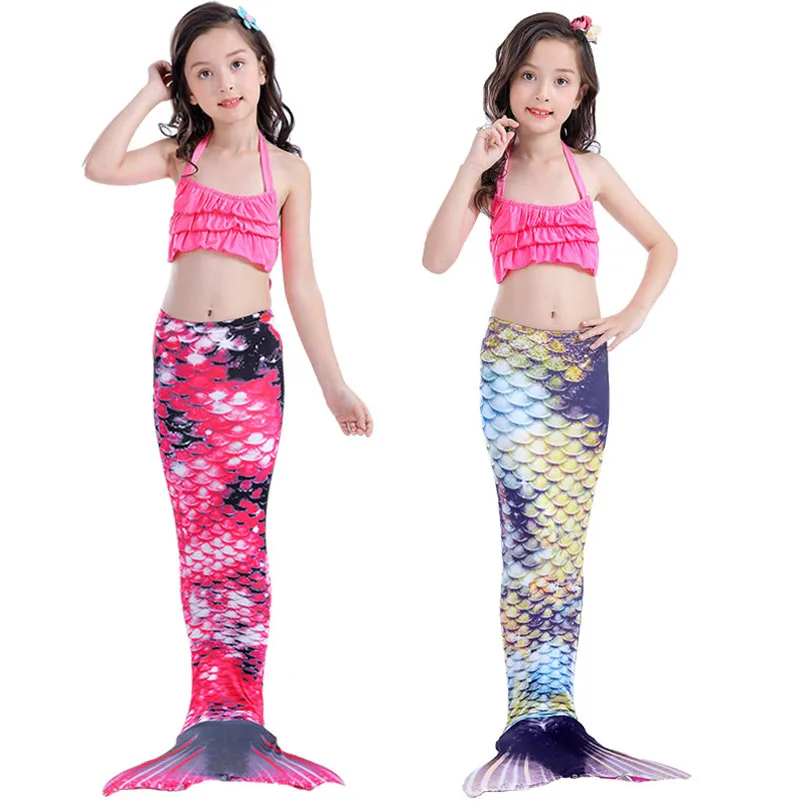 

3PCS Kids Mermaid Tail Swimsuits Baby Girls Princess Dress Beach Bikini Swimwear Cosplay Costume Children Swim Wearing Clothes