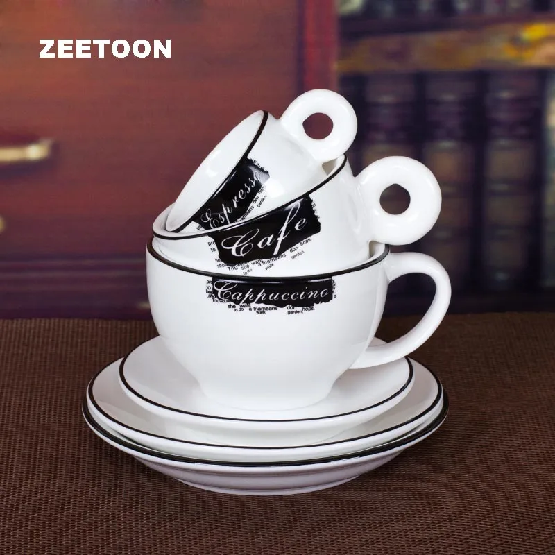 200ML European Style Black and White Tea Cup Simple ...