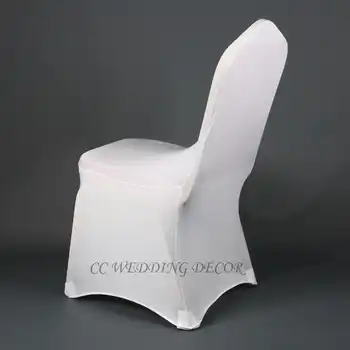 Awillhome 100 Pcs White Spandex Chair Cover 190gsm For Wedding Event Party Home Decoration Flat/Arch