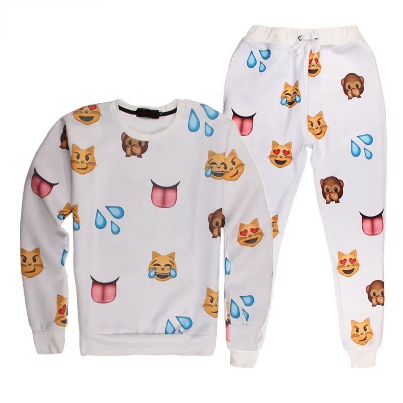Harajuku New 3D tracksuits print cartoon emoji suits sweat shirts