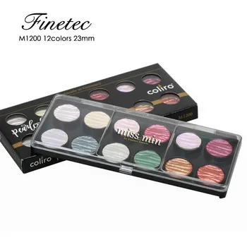 

Finetec Pearlescent Watercolor Hand-made Solid acuarelas Water color Pigment 6-colour verf 12-colour aquarela Set In Germany