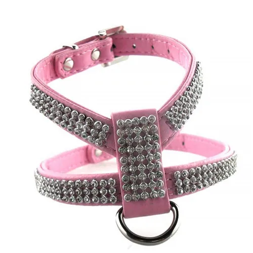 Стразы собачий жгут для кошек щенок Блестящий Алмаз собака ожерелье жгут ремень для маленькие собачки Чихуахуа аксессуары Petshop - Цвет: Pink