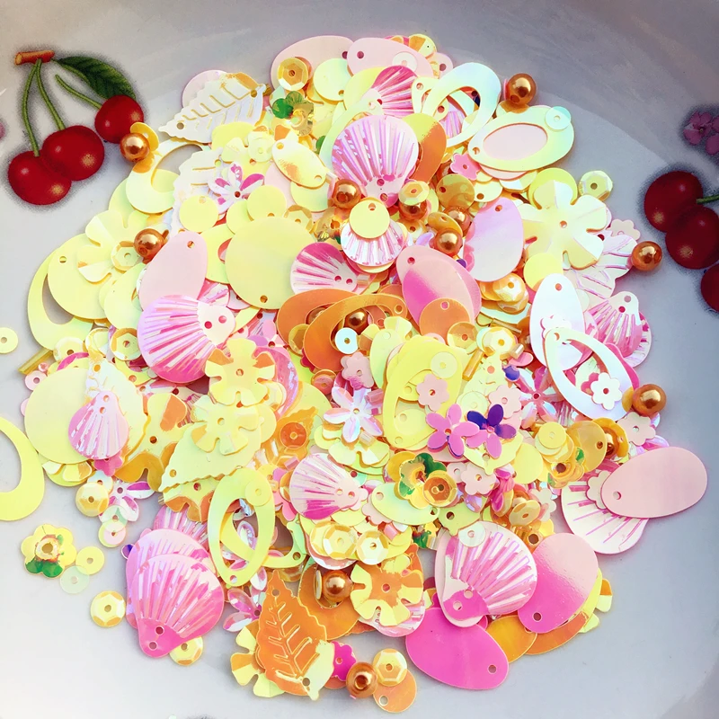 30 г/лот, овальные круглые бусины с разноцветными цветами, стеклянные бусины с пайетками, жемчужные свадебные украшения для женщин и детей, сделай сам, Navidad