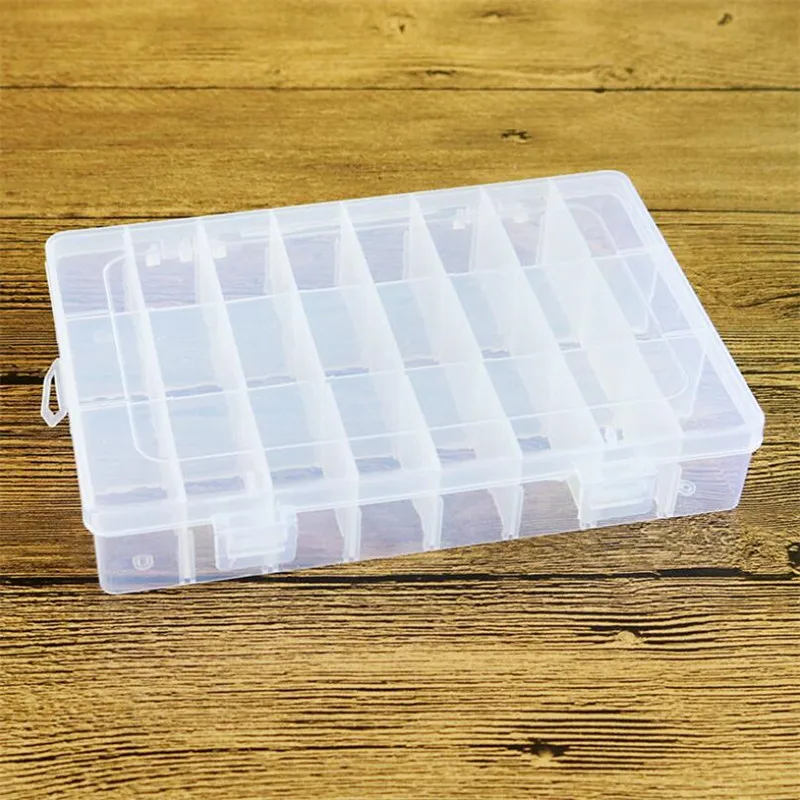 

Wholesale 24 Compartment Storage Box Practical Adjustable Plastic Case for Bead Rings Accessory Jewelry Display Organizer Box