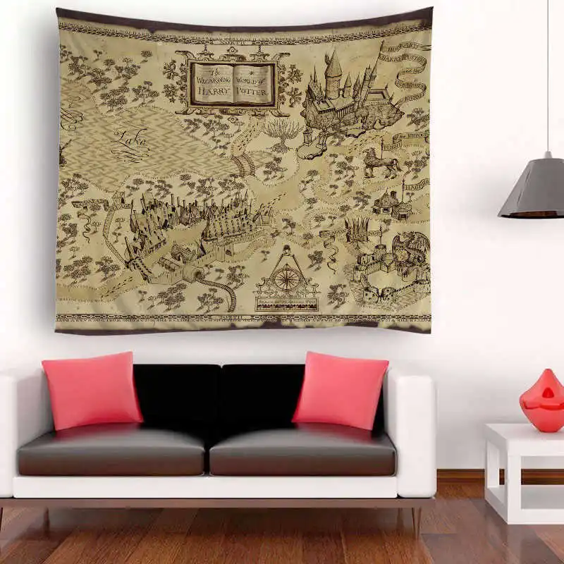 Home Decorative Macrame Wall Hanging Mandala Tapestry World Map Scenery Printed Tapestry Rectangle Bedspread Boho Decoracion