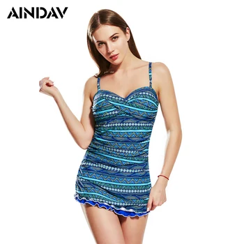 

2020 New Conservative Bathing Suit Narrow Strap One-piece Ruffle Swimsuit Push Up Women Swimwear Large Plus Size