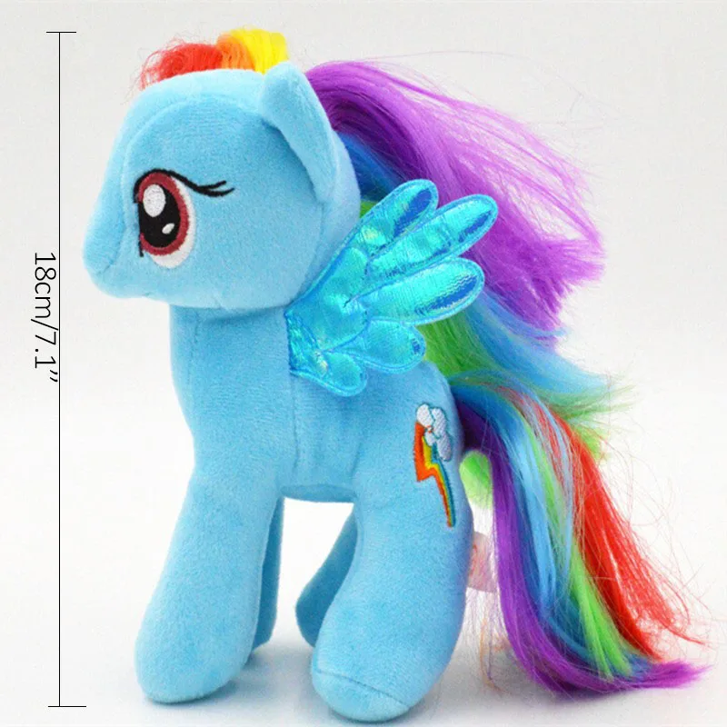 Children's 18cm little Rainbow Horse Toys Cartoon Animal Plush Doll Rarity Pinkie Pie Fluttershy Twilight Sparkle Rainbow Dash