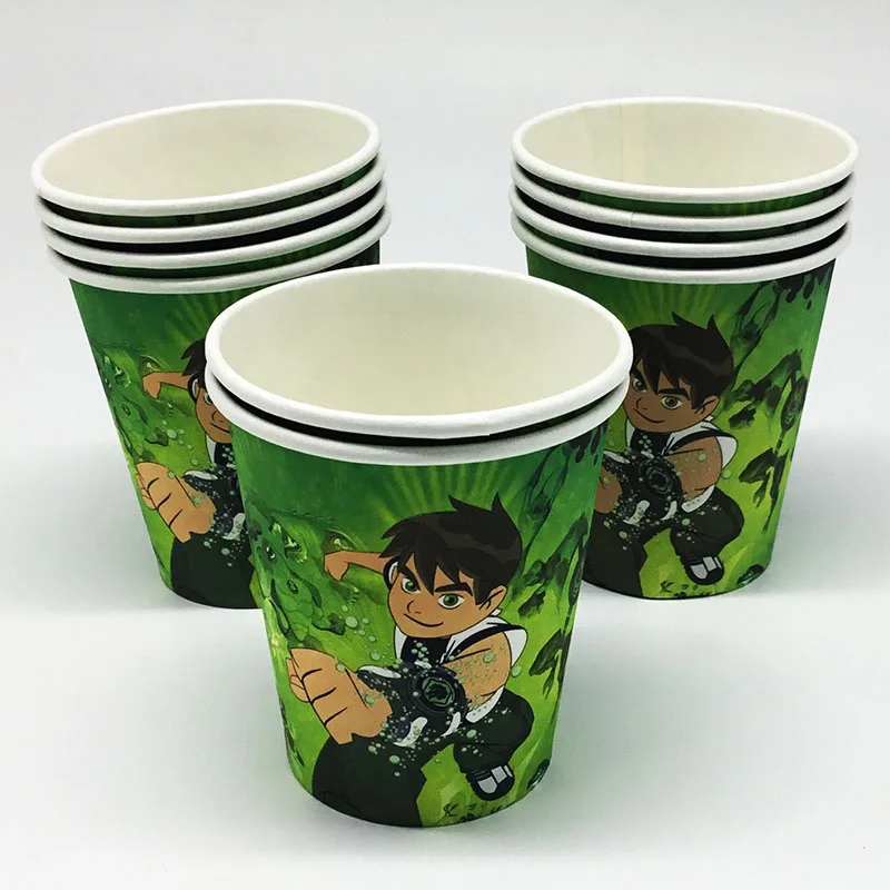 

10pcs/lot Ben 10 cups kids birthday party supplies Ben 10 paper glass Ben 10 theme birthday party decorations
