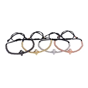 

Anil Arjandas Macrame Braiding Bracelets Figure Shape Pave CZ Charm Braided 24k Gold Bracelets for Men Cuff Pulseira Masculina