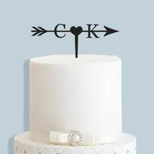 Инициалы на заказ Свадебная помолвка верхушка для торта стрела с любовь, Сердце, свадьба персонализированный аксессуар для кекса вечерние подарки