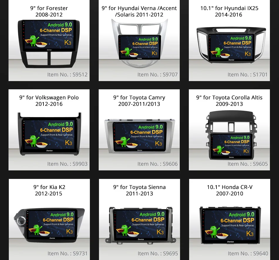 Cheap Ownice K3 Android 9.0 Quad Core Car Radio Universal DVD Multimedia Player 2GB RAM 16GB ROM GPS Navigation DVD Support Bluetooth 4