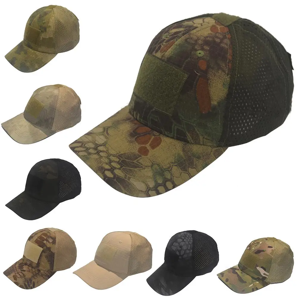 

Tactical Mesh Camouflage Hat Unisex Adjustable Baseball Cap with Magic Tape