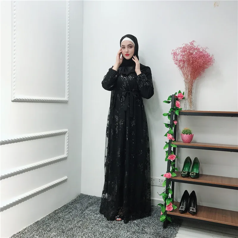 Sequin Vestidos Compridos abaya Kaftan Дубай Арабский хиджаб мусульманское платье кафтан ИД платья Рамадан Elbise Robe Femme Sukienki