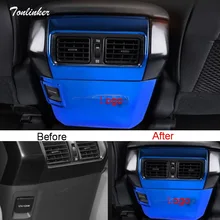 Tonlinker крышка наклейка для PRADO 2010-18 автомобильный Стайлинг 2 шт. нержавеющая сталь для салона для заднего сиденья розетка положение крышка наклейка s