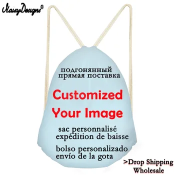 

3D Customized Any Picture Travel Daily Drawstring Bag Women Outside Backpacks Kids Girls Customize Bags Wholesale