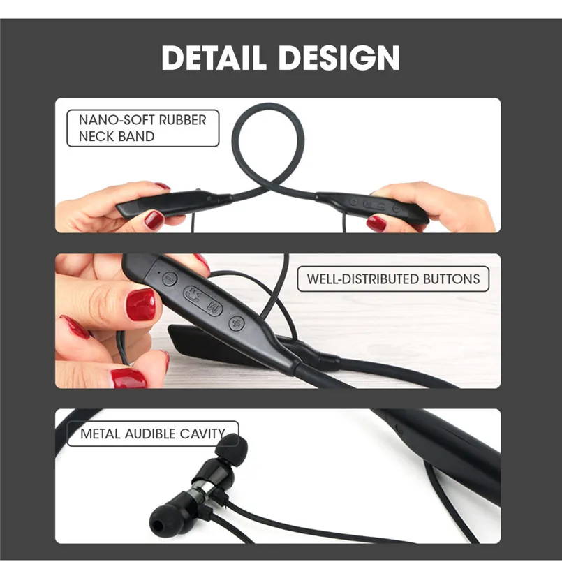 Multifunction Bluetooth Sports Earphone Multi-Purpose Plug-In card Neck-Mounted HWS680 Bluetooth V4.2+EDR Headset 40MR2001