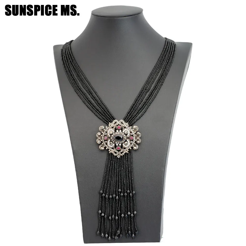 

Albania Vintage Long Beads Necklace For Women Natural Stone Handmade Dual Purpose Sweater Chain Ethnic Fashion Banquet Jewelry