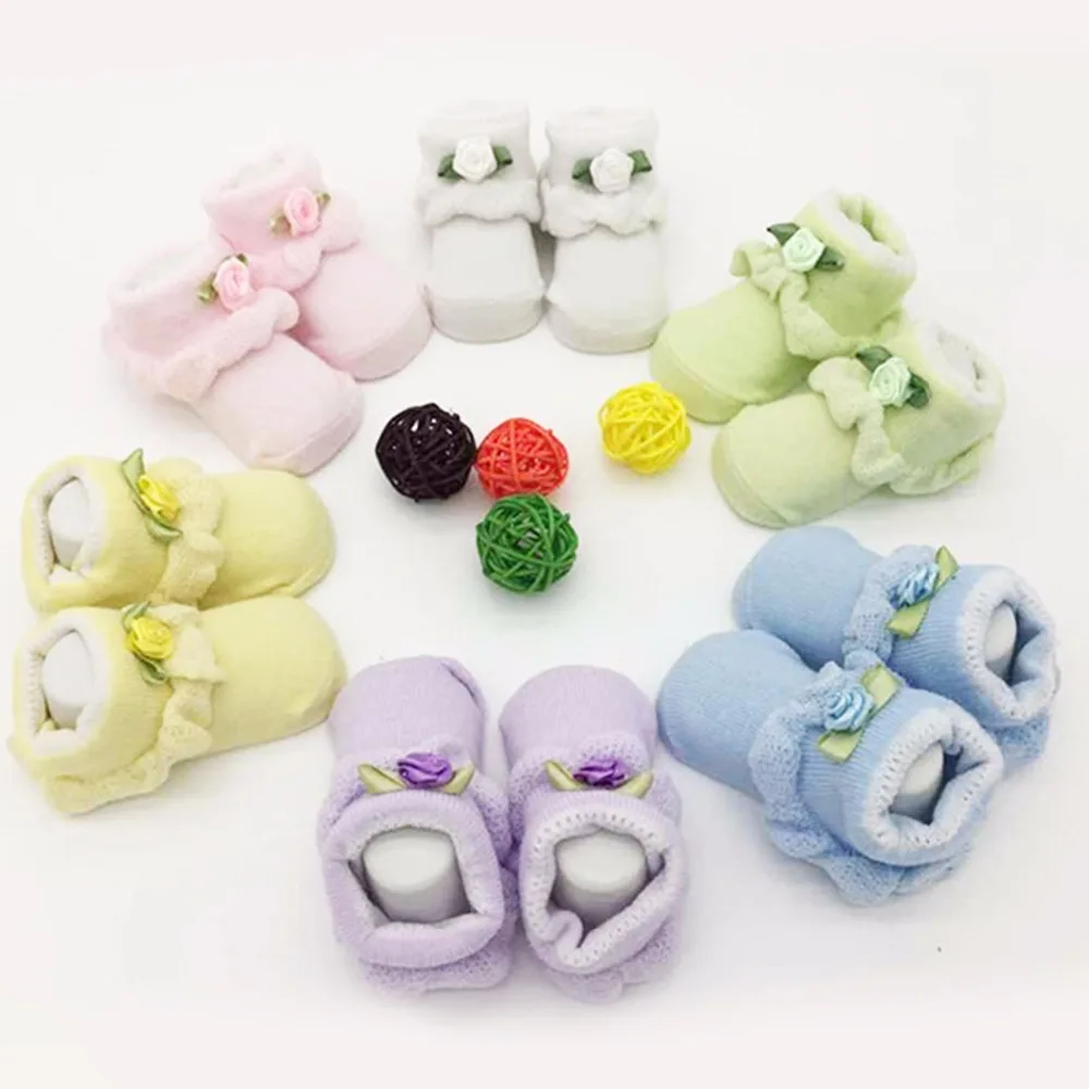 

Puseky 0-6M 1 Pair Baby Girl Floral Socks Infant Kids Cotton Non-slip Socks Spring Baby Short Newborn Flower Baby Socks Booties