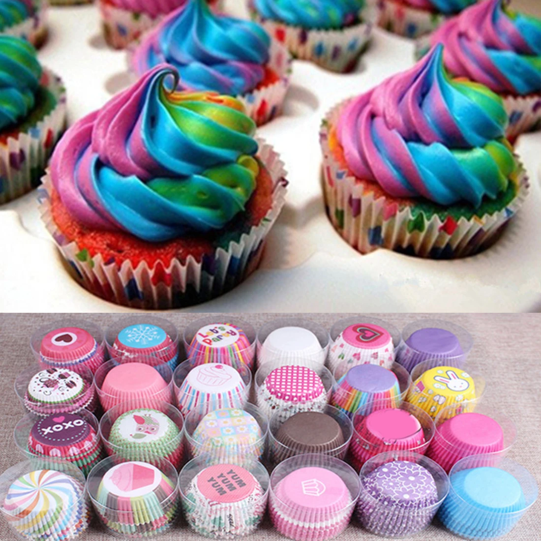 

Lovely Useful 100 pcs/lot Cooking Tools Grease-proof Paper Cup Cake Liners Baking Cup Muffin Kitchen Cupcake Cases Cake Mold