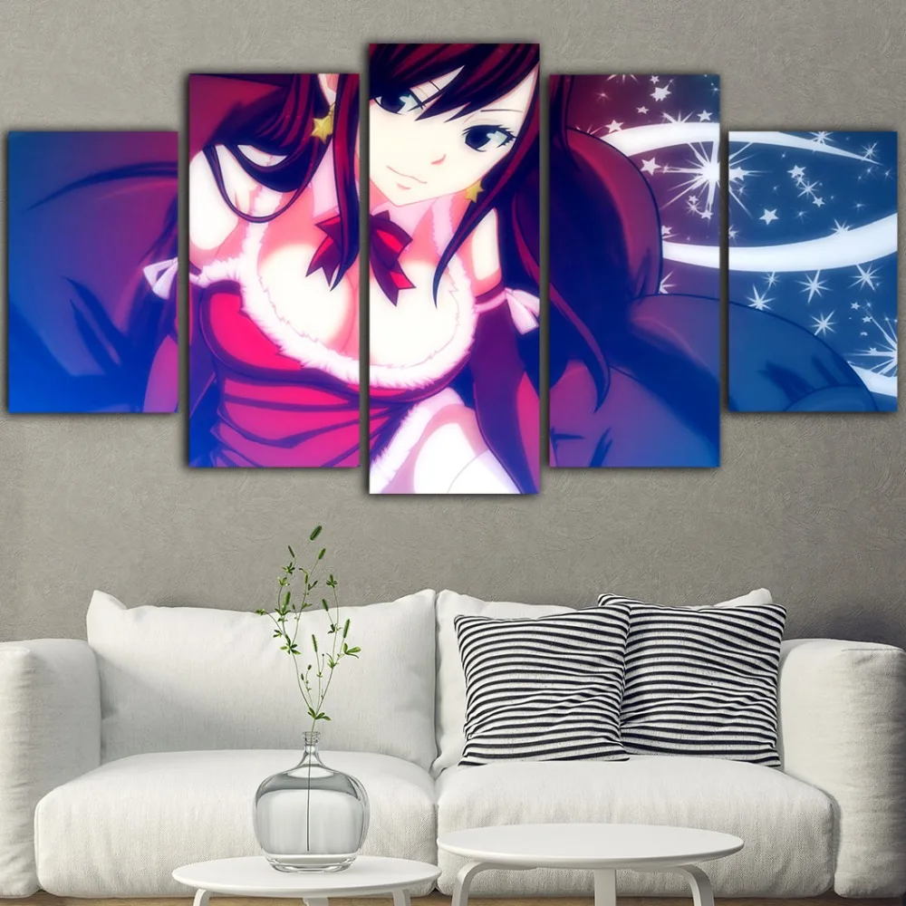 5Pieces Fairy Tail Poster Anime Quadri Su Tela Per Soggiorno Canvas Painting Posters And Prints Living Room Obrazy Drop Shipping