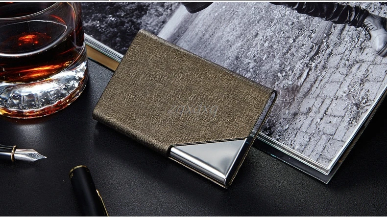 

1Pc Faux Leather Stainless Case Purse Business Name ID Credit Card Holder Box Nov12 Drop ship
