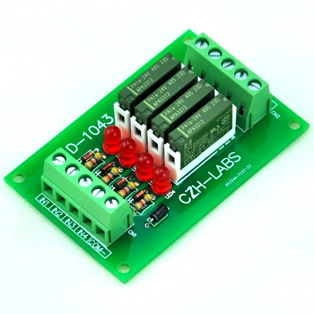 

Slim Panel Mount DC24V Source/PNP 4 SPST-NO 5A Power Relay Module, APAN3124