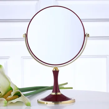 

LS Ordinary Red Double Sided Make Up Cosmetic Round Mirror Shaving Bath Table On Stand
