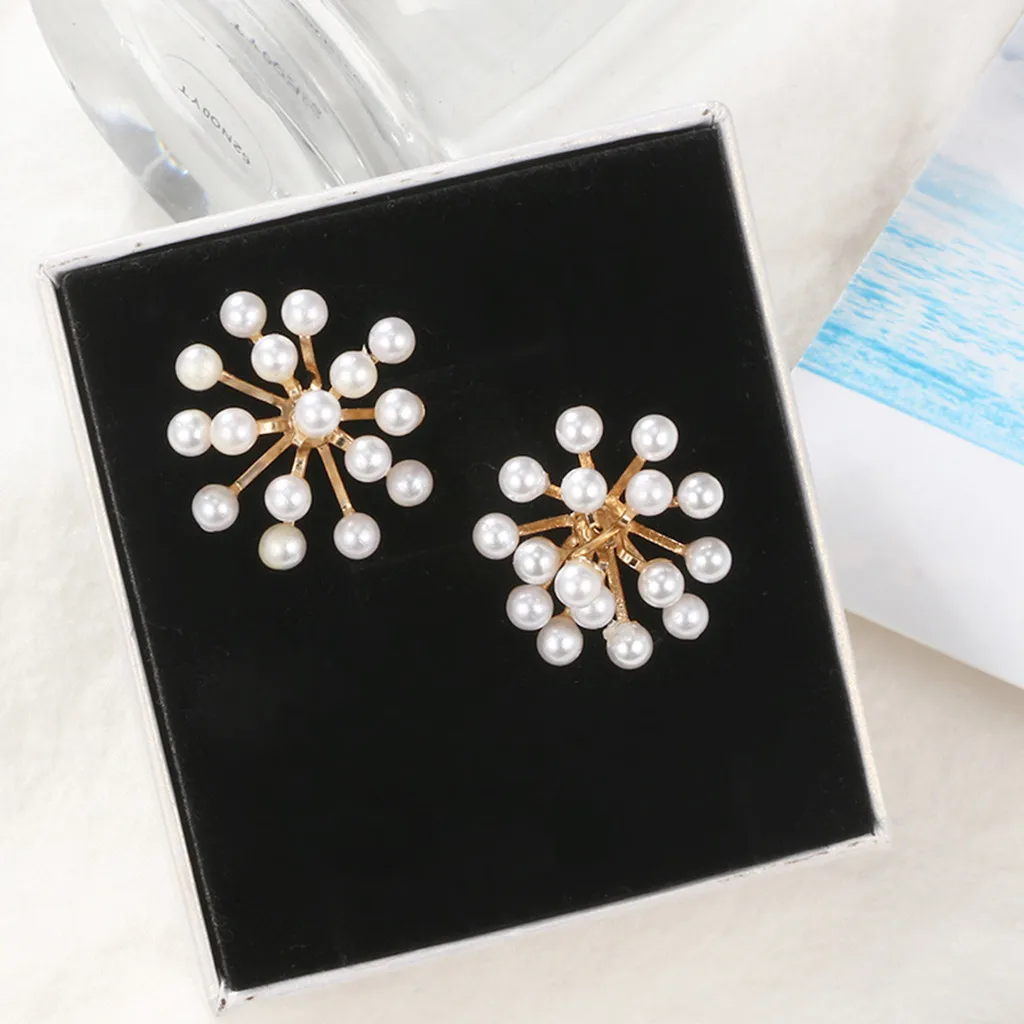 

New Design Stud Earrings Women's Sweet wind flower pearl irregular geometric earrings Jewelry Gift for women