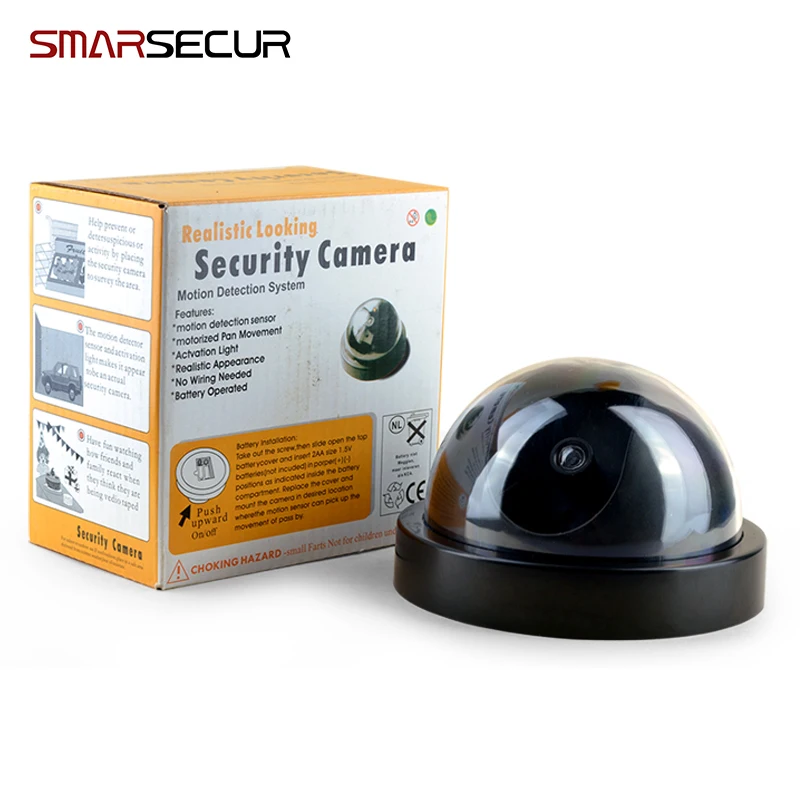 Camara Seguridad Falsa Domo + Led Intermitente Imita Sensor Color Negro