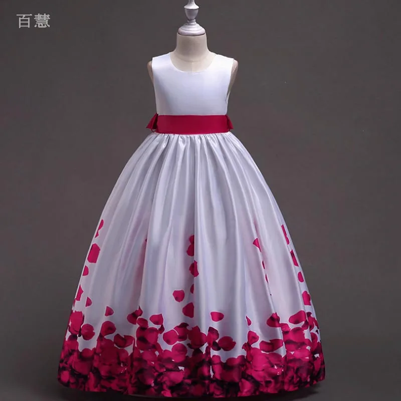 

Girls print dress children's wedding dress long dress princess costume